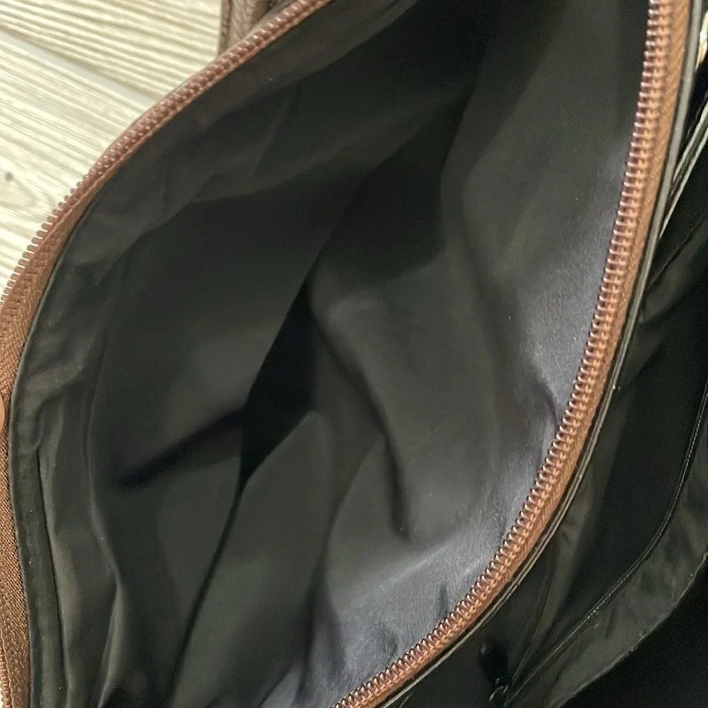 Giani Bernini Black and Brown Satchel with Textured Trim